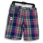 NWT Mens Multicolor Plaid Flat Front Slash Pockets Chino Shorts Size 30 image number 1