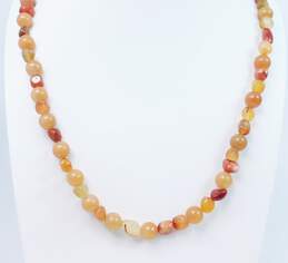 Artisan Silvertone Orange Quartz & Agate Beaded Necklace & Matching Toggle Bracelet Set 159.6g alternative image