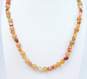 Artisan Silvertone Orange Quartz & Agate Beaded Necklace & Matching Toggle Bracelet Set 159.6g image number 2