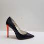 02 Monde Italy Black Vegan Orange Stiletto Heels Shoes Size 39 B image number 1