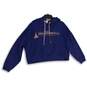 Disney Womens Blue Long Sleeve 50th Anniversary Cropped Pullover Hoodie Size L image number 1