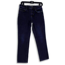 Womens Blue Denim Dark Wash 5-Pocket Design Straight Leg Jeans Size 6