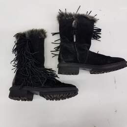 Sam Edelman Tilden Faux Fur Fringe Black Suede Boots Size 7 alternative image
