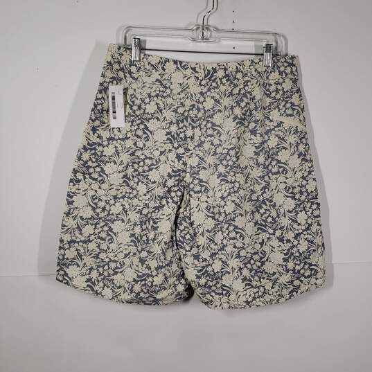Mens Floral Regular Fit Drawstring Waist Zipper Pockets Swim Shorts Size 34 image number 2