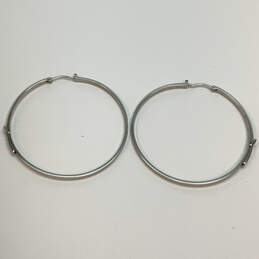 Designer Michael Kors Silver-Tone Hook Large Round Hoop Earrings alternative image
