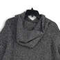 Womens Gray Knitted Long Sleeve Hooded Pullover Sweater Size Medium image number 4