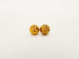 14K Yellow Gold Etched Dome Stud Earrings 1.4g