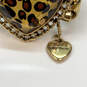 Designer Betsey Johnson Animal Print Gold Tone Heart Chain Bracelet 48.9g image number 4