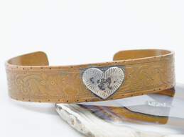 Margaret Sullivan Copper & Sterling Silver Floral Scrolled Cuff Bracelet 22.4g