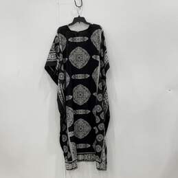 NWT Gypsie Blu Womens Black White Shawl V-Neck Midi Kaftan Dress One Size alternative image
