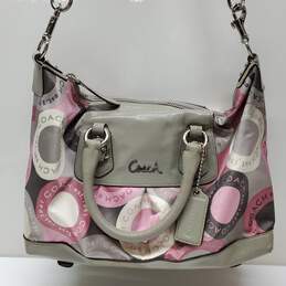Coach Ashley Snaphead Carryall Pink Multi Sateen Gray Patent Trim Satchel Bag alternative image