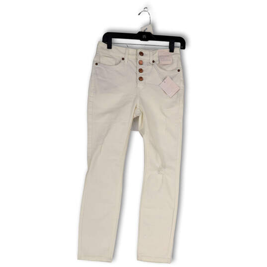 NWT Womens White Denim Medium Wash Pocket Skinny Leg Jeans Size 2 image number 1