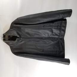 Kenneth Cole Men Black Faux Fur Line Pleather Jacket XXL