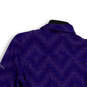 Womens Purple Chevron Long Sleeve 1/4 Zip Collared Fleece Jacket Size Small image number 4