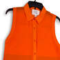 Womens Orange Sleeveless Collared Side Slit Button-Up Shirt Size Small image number 4