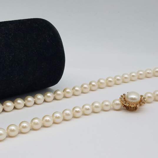 14k Gold Diamond FW Pearl Necklace 31.9g image number 2