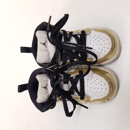 Nike Baby's Jordan 1 Mid SE TD Metallic Gold Sneaker Size 6C image number 3