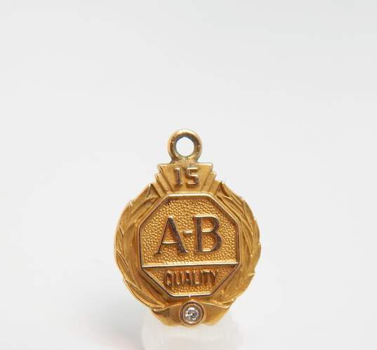 Vintage 10K Yellow Gold Diamond Accent A-B Quality 15 Year Charm 2.2g image number 3