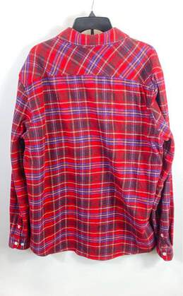 OVO Men Red Plaid Button Up Shirt XL alternative image