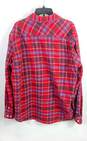 OVO Men Red Plaid Button Up Shirt XL image number 2