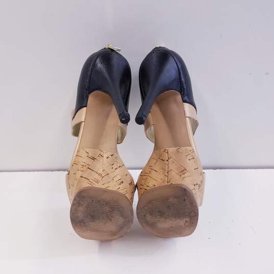 Jessica Simpson Vadio Leather Platform Heels Pearlized Tan Black 9 image number 7