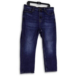 Womens Blue Denim Dark Wash 5-Pocket Design Straight Leg Jeans Size 33