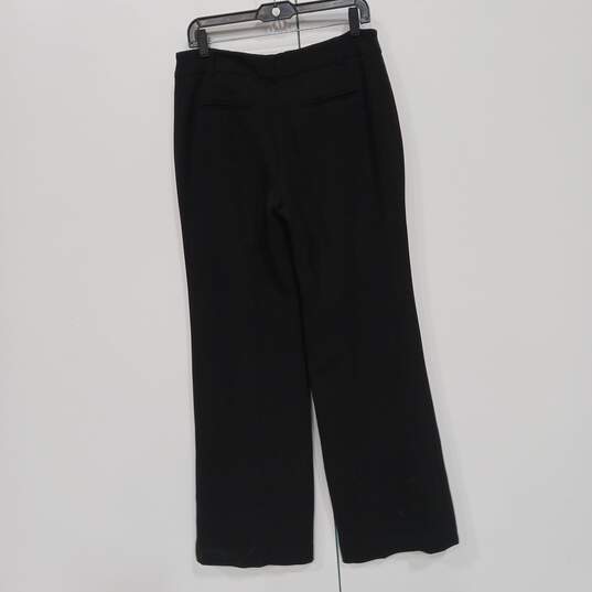 Womens Black Flat Front Pockets Straight Leg Dress Pant Size 10R image number 2