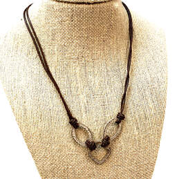 Designer Silpada 925 Sterling Silver Brown Leather Cord Pendant Necklace