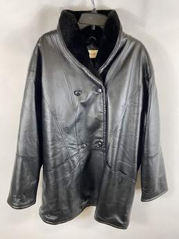 Venezia Black Leather Duster Coat 22W