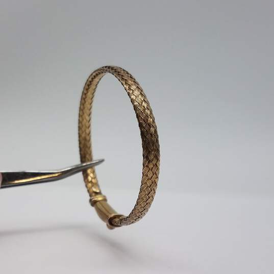 Dyadema Sterling Silver Gold Tone  6 1/2in Woven Bracelet Gold Tone Earring 2pcs Bundle 13.6g image number 4