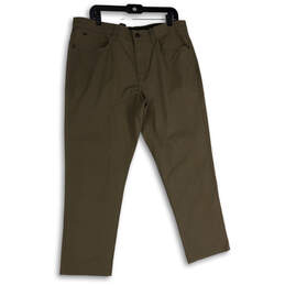 NWT Mens Brown Flat Front Stretch Straight Leg Chino Pants Size 36X29