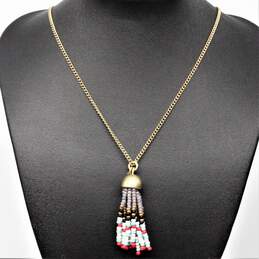 3 J. Crew Gold Tone Jeweled Necklaces & Tassel Pendant Necklace alternative image