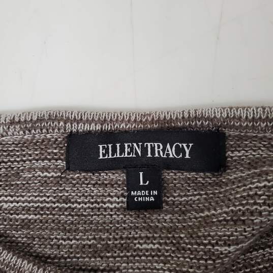 Ellen Tracy WM's Coco Ivory Cotton Marled Long Sleeve Sweater Top Size L image number 3