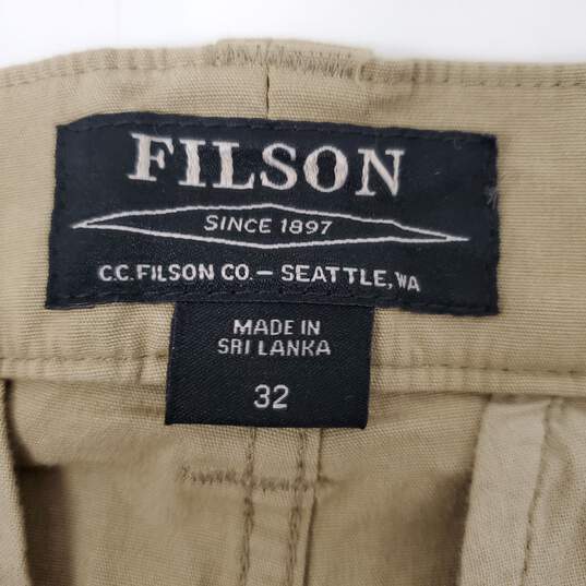 Filson's MN's Cotton Blend Flat Front Chino Tan Shorts Size 32 image number 4