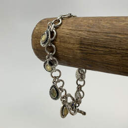 Designer Lucky Brand Silver-Tone Multicolor Drop Stone Link Chain Bracelet