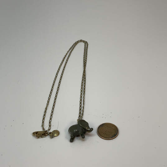 Designer J. Crew Gold-Tone Link Chain Elephant Shape Charm Necklace image number 3