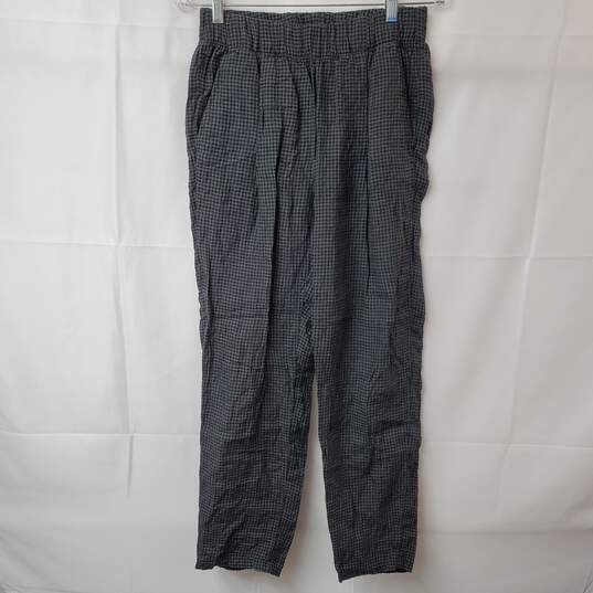 Eileen Fisher Black & Gray Check Pants Women's XS image number 1