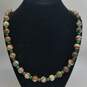 Sterling Silver Malachite Agate Bead 23inch Necklace 41.1g image number 1