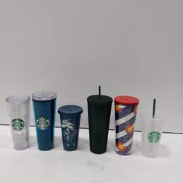 6pc Set of Assorted Plastic Starbucks Tumblers