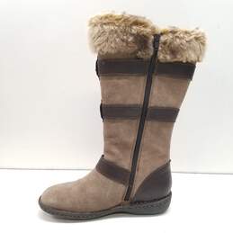 Born BOC Brown Leather Shearling Tall Buckle Zip Boots Women's Size 7.5 alternative image