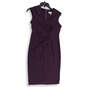 Womens Purple Side Ruched Back Zip Knee Length Sheath Dress Size 4P image number 1