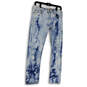 Womens Blue White Tie-Dye Light Wash Pockets Skinny Leg Jeans Sized 28 image number 1