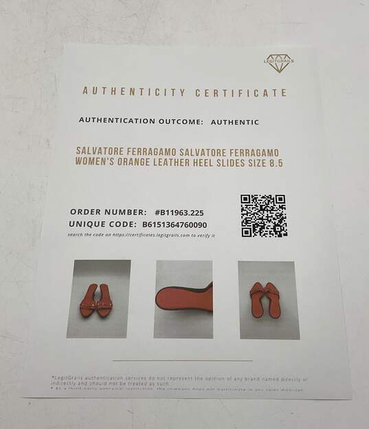 Salvatore Ferragamo Women's Orange Leather Heel Slides Size 8.5 image number 9