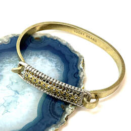 Designer Lucky Brand Two-Tone Multicolor Rhinestone Hook Bangle Bracelet