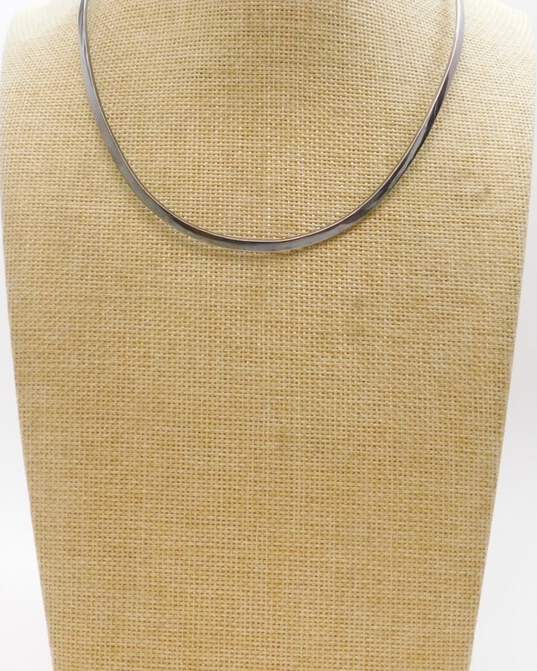 Vintage Taxco 925 Collar Necklace & Black Enamel Cat Earrings 30.2g image number 2