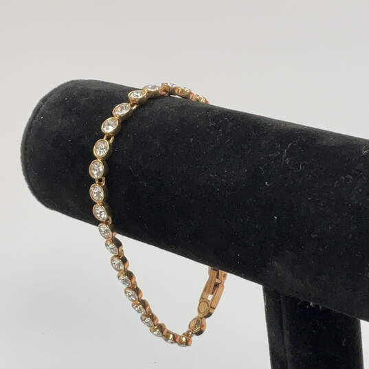 Designer Swarovski Gold-Tone Clear Crystal Stone LinkTennis Bracelet image number 1