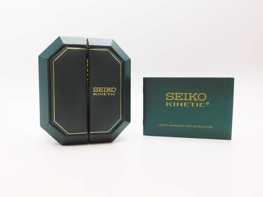 Seiko Kinetic Sapphire Crystal Gold Tone Men's Dress Watch In Original Box 340.8g image number 1