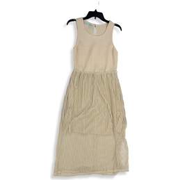 NWT Maurices Womens Cream Smocked Sleeveless Round Neck Fit & Flare Dress M