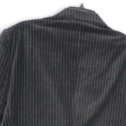 Mens Black Striped Notch Lapel Single Breasted Two Button Blazer Size 42R image number 4
