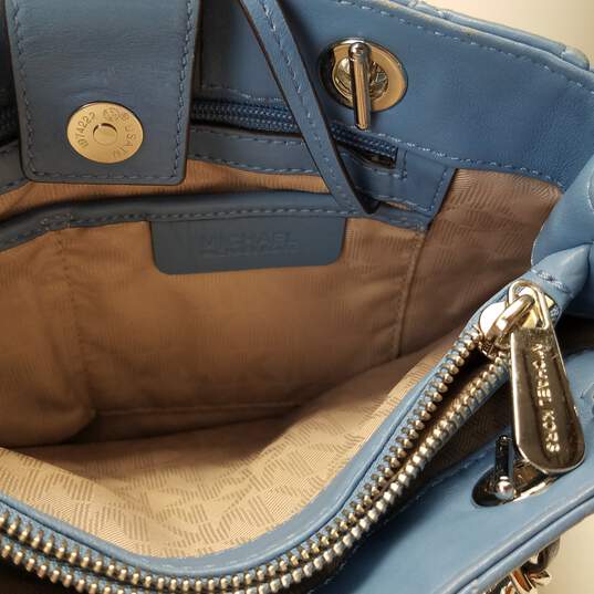 Michael Kors Blue Quilted Leather Small Shoulder Satchel Bag image number 8